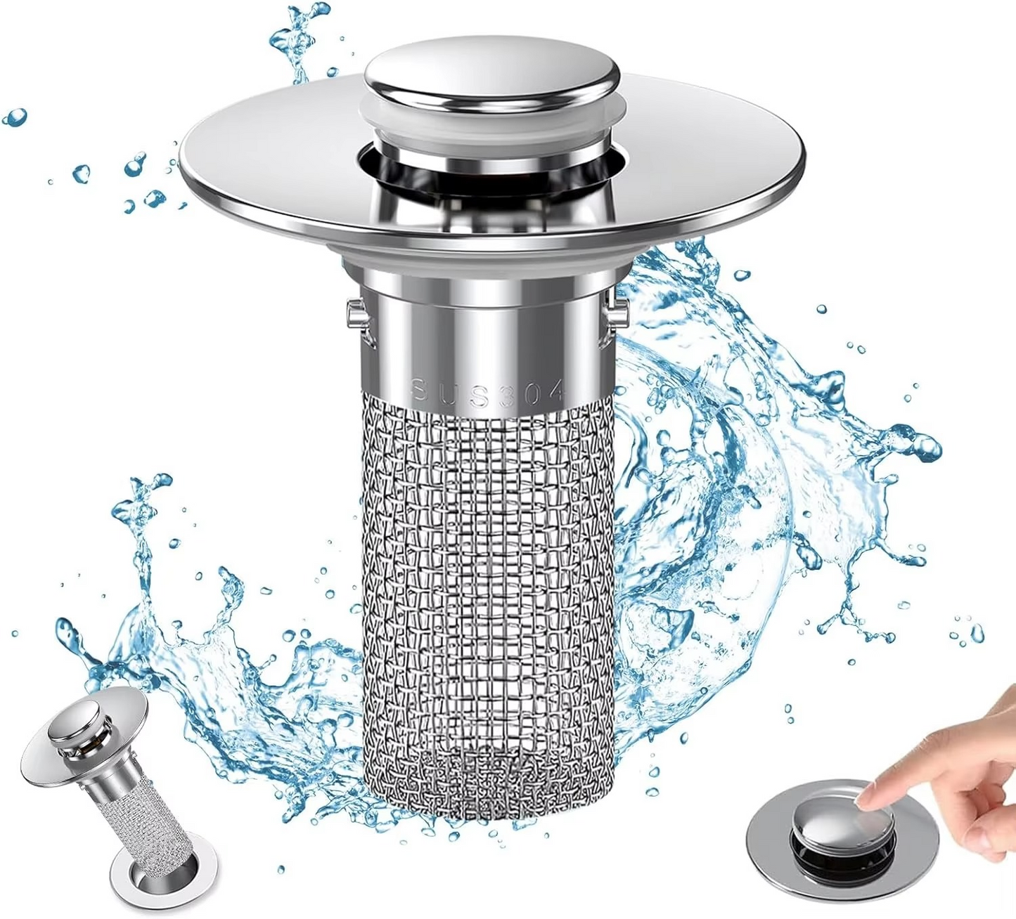 Easy Clean Sink Drain Plug with Hair Trap