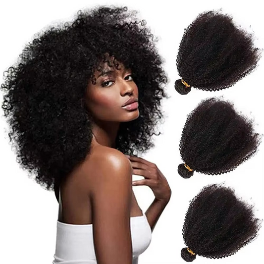 Thick Natural Curly Brazilian Human Hair Extensions Bundles - Hehif