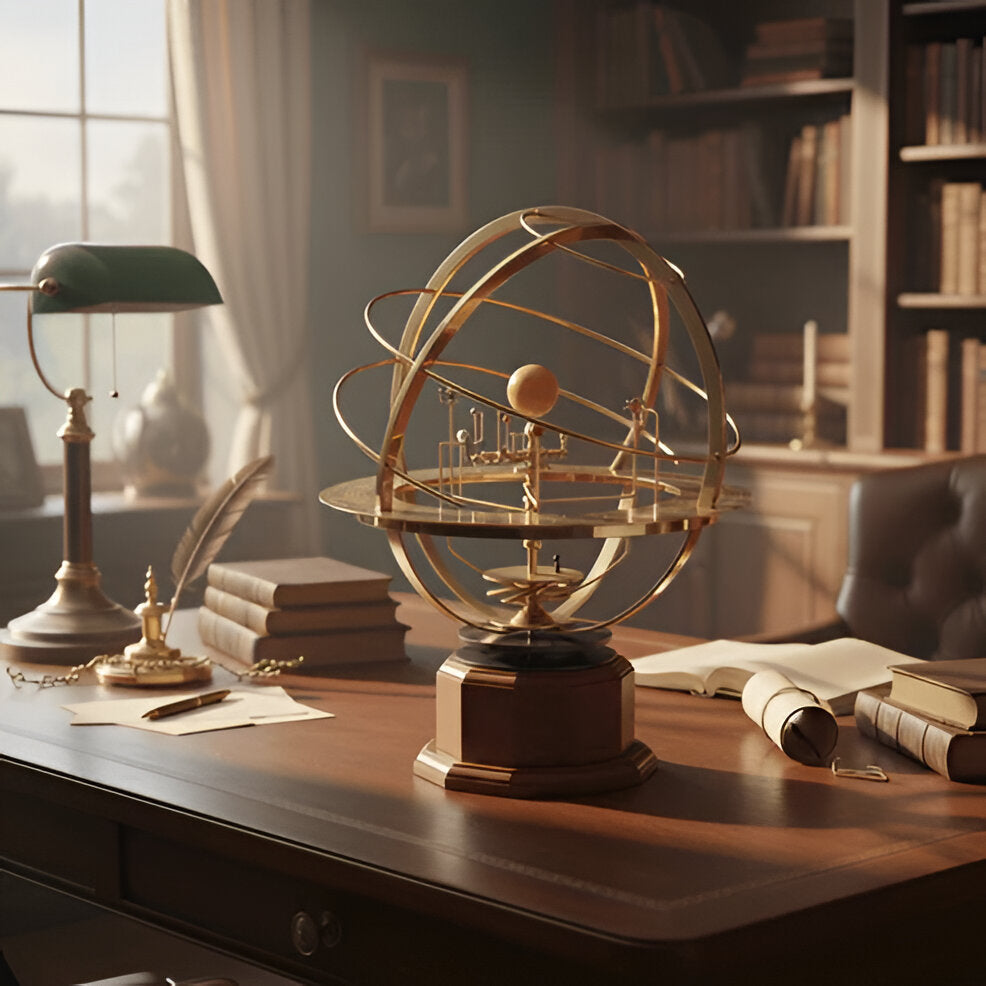 Metallic Globe Planetary Model with 9 Detailed Planets