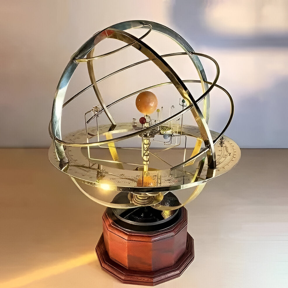 Metallic Globe Planetary Model with 9 Detailed Planets