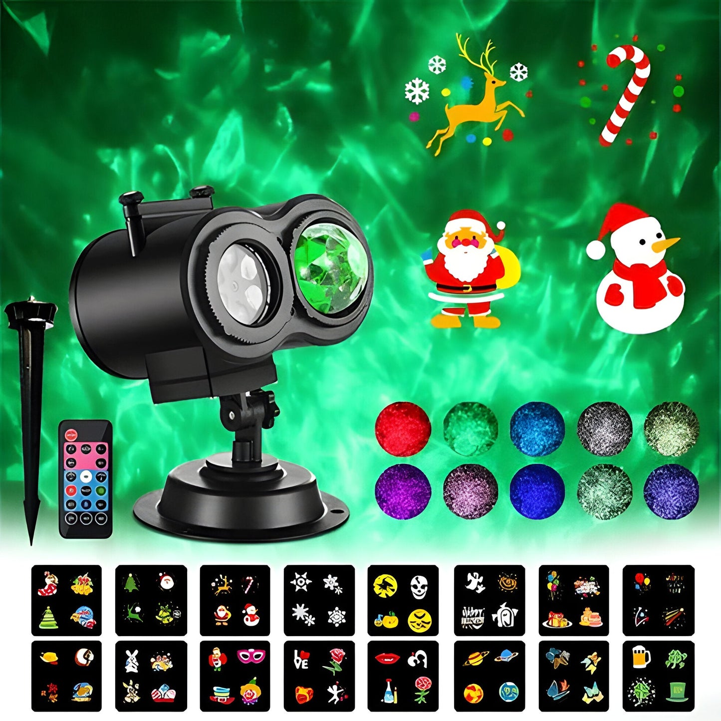 Colorful Christmas Laser Light Projector with 16 Designs