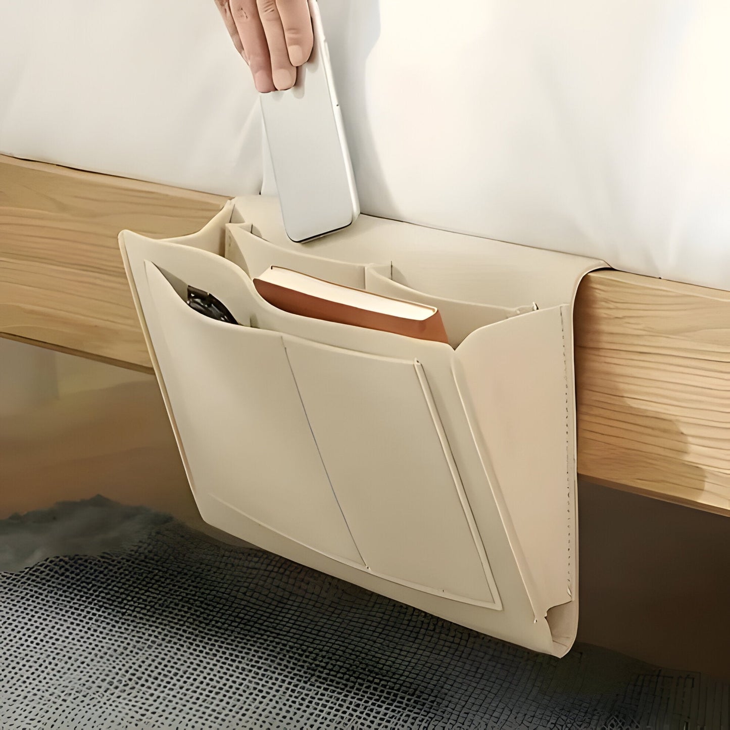 Fabric Nightstand Storage with USB Ports