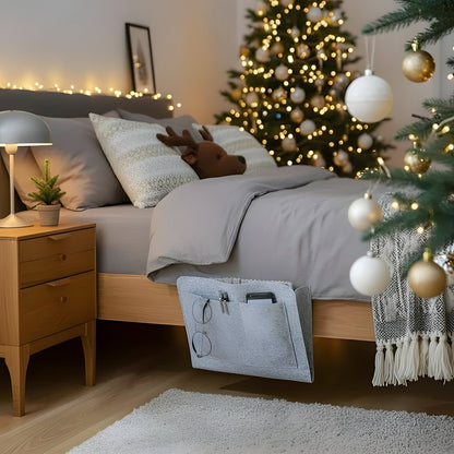 Fabric Nightstand Storage with USB Ports