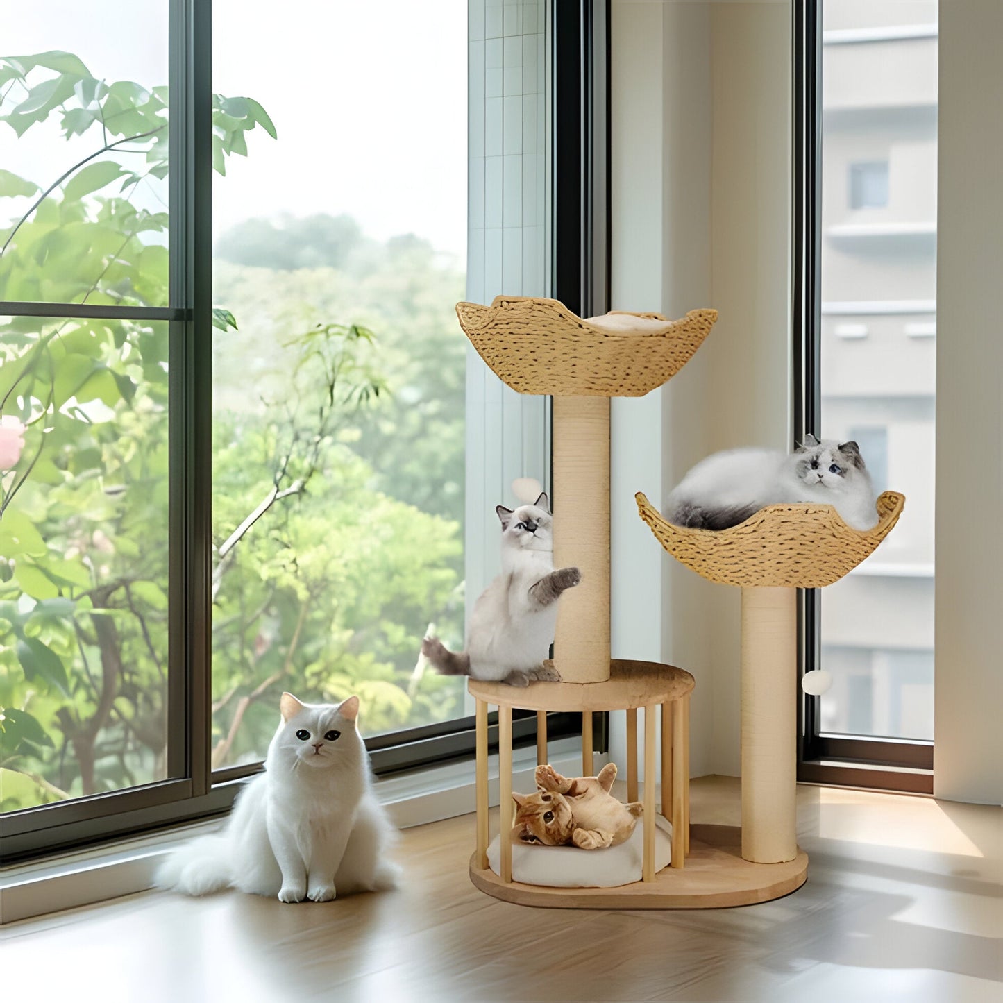 Cozy Cat Tower with Durable Sisal Scratch Poles