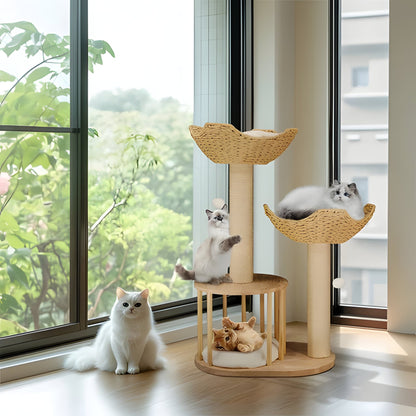 Cozy Cat Tower with Durable Sisal Scratch Poles