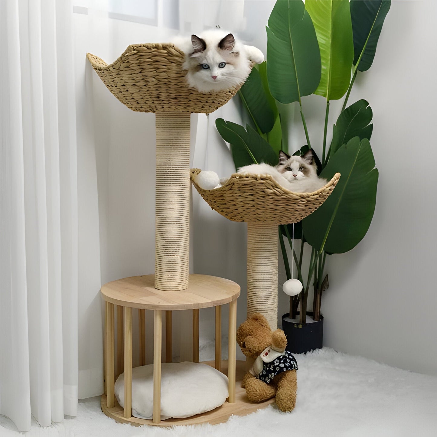Cozy Cat Tower with Durable Sisal Scratch Poles