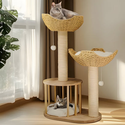 Cozy Cat Tower with Durable Sisal Scratch Poles
