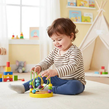 Natural Wood Marble Run Coaster for Kids Play