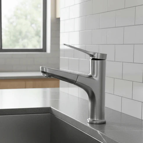 Contemporary Extendable Faucet with Flexible Copper Finish - Hehif