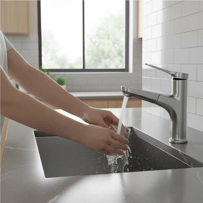 Contemporary Extendable Faucet with Flexible Copper Finish