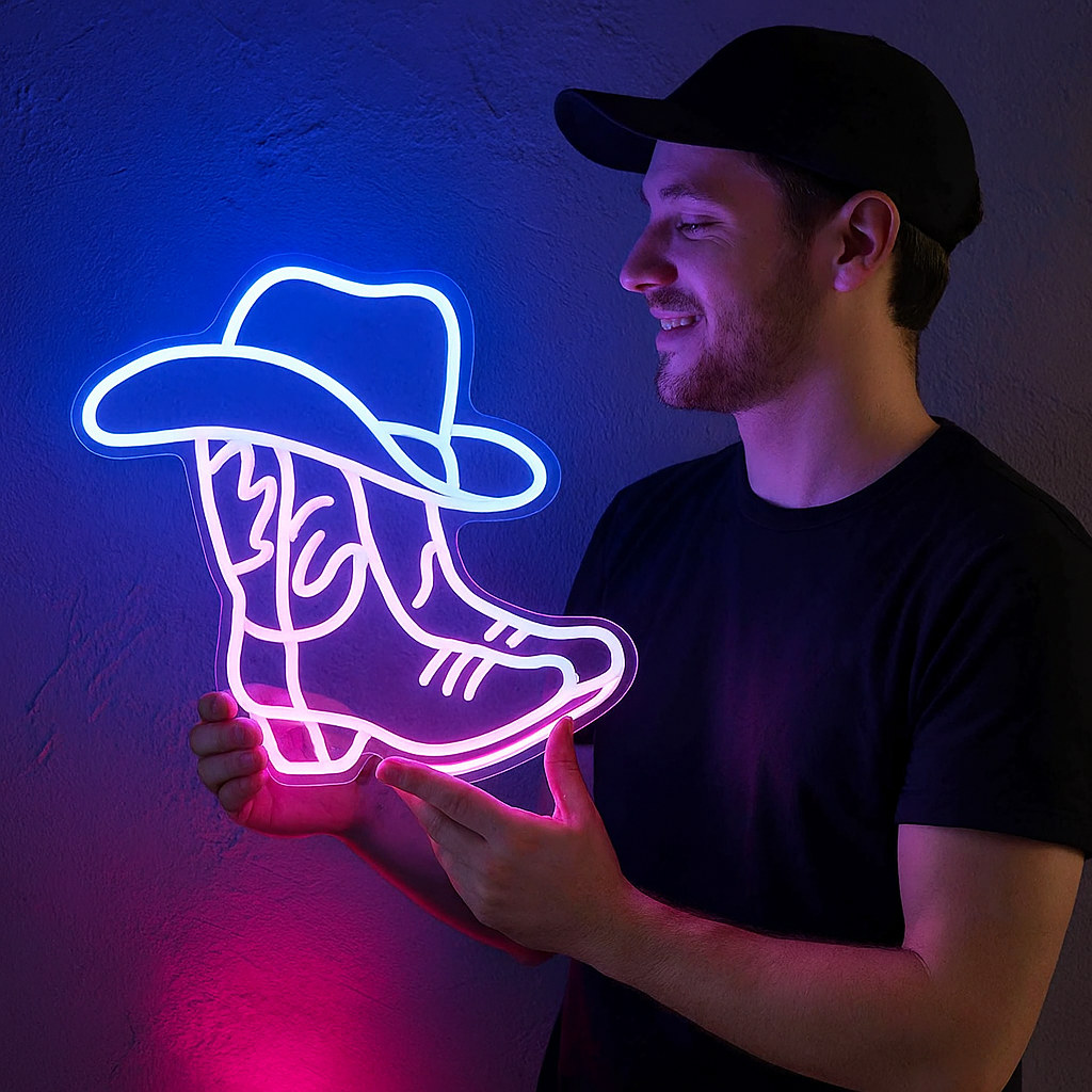Colorful LED Western Boot Wall Sign