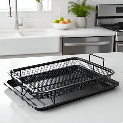 Easy Clean Air Fryer Tray Set with Compact Storage Rack