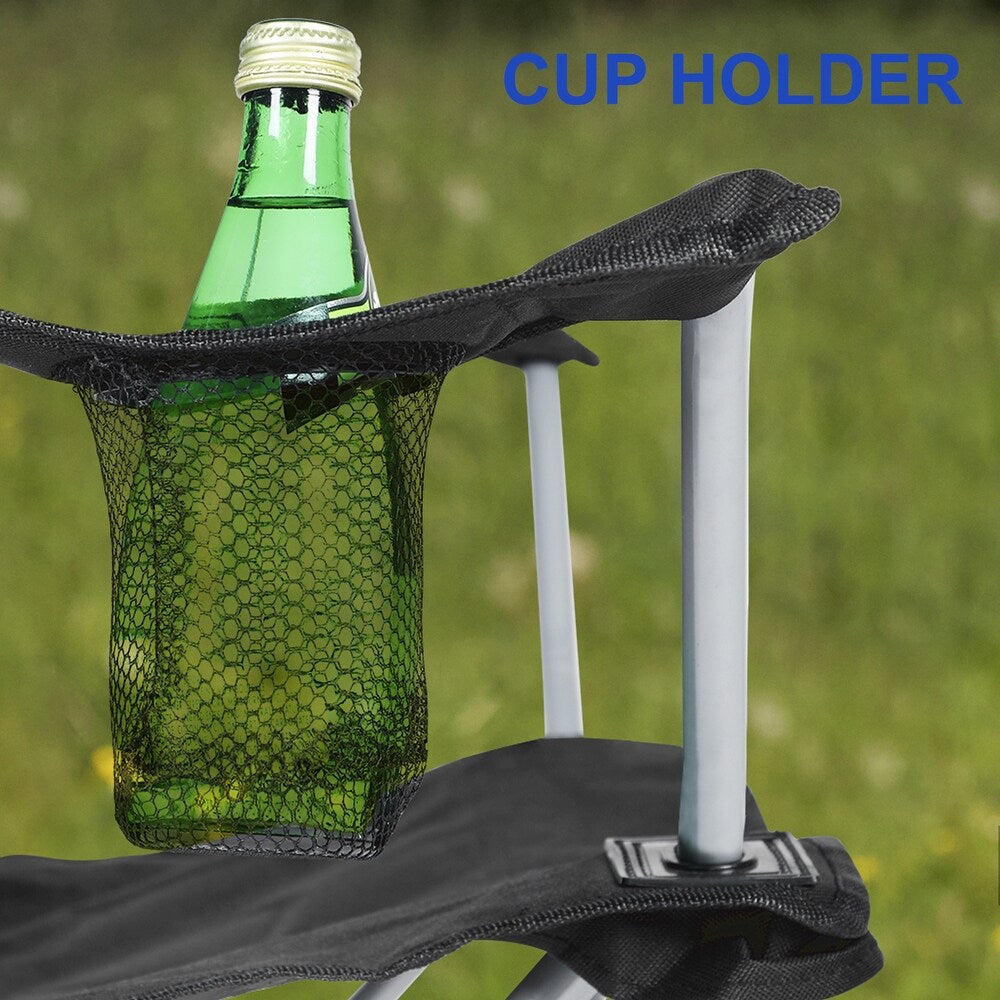 Folding Outdoor Recliner Chair with Shade and Drink Holder