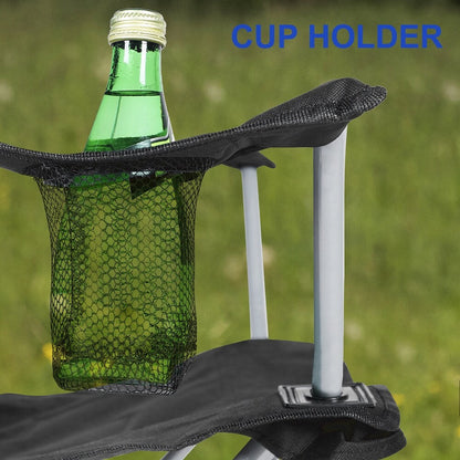 Folding Outdoor Recliner Chair with Shade and Drink Holder