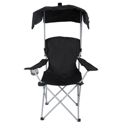 Folding Outdoor Recliner Chair with Shade and Drink Holder - Hehif