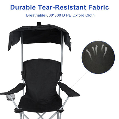 Folding Outdoor Recliner Chair with Shade and Drink Holder