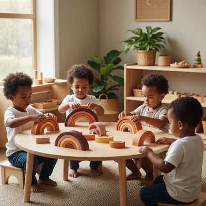 Colorful Wooden Bridge Building Blocks for Children