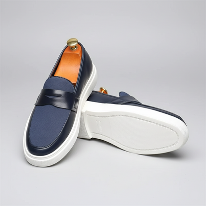 Comfortable Men's Leather Sneakers with Thick Cushioning