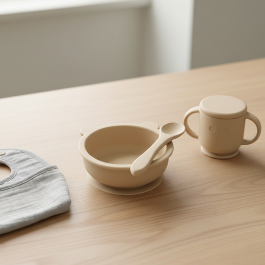 Easy Grip Baby Food Bowl and Spoon Set - Hehif