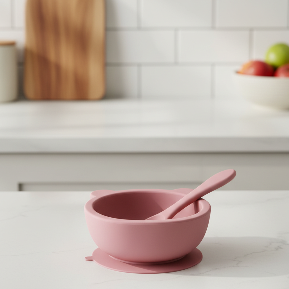 Easy Grip Baby Food Bowl and Spoon Set