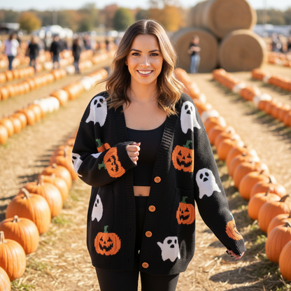 Soft Orange Knit Sweater for Women Fall Long Sleeve