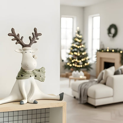 Colorful Reindeer Christmas Figurine 5.5 Inch Resin Decor