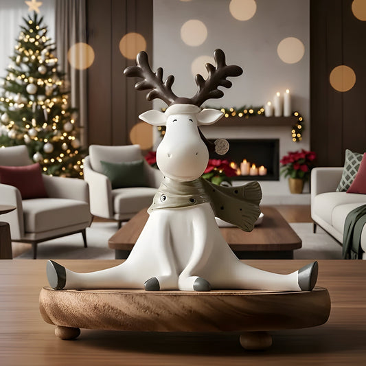 Colorful Reindeer Christmas Figurine 5.5 Inch Resin Decor - Hehif