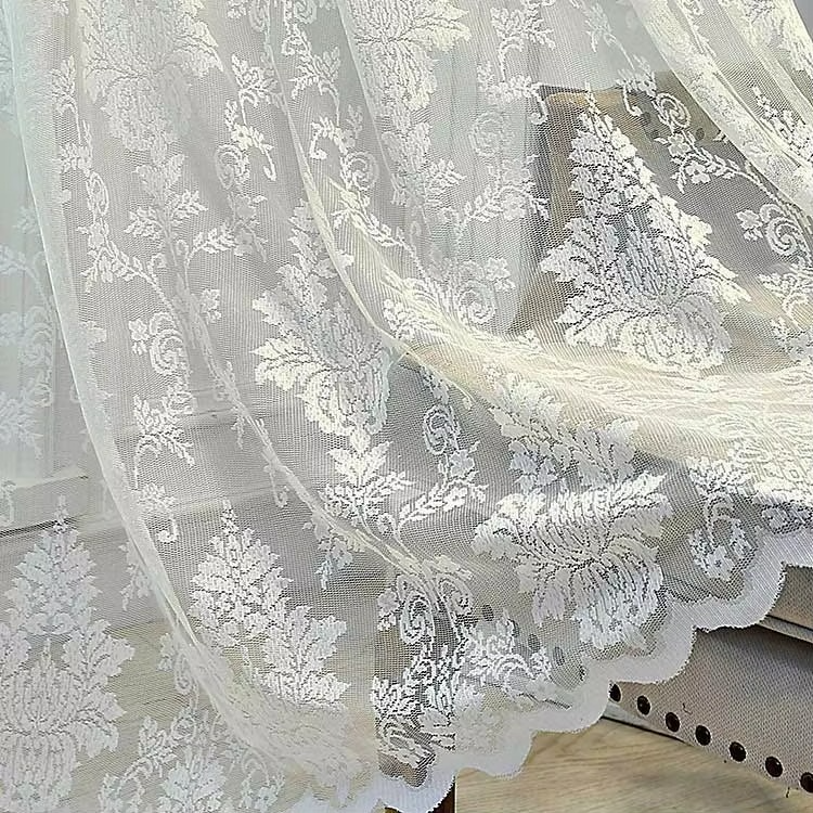 Beautiful Sheer Lace Window Curtains with Flower Pattern