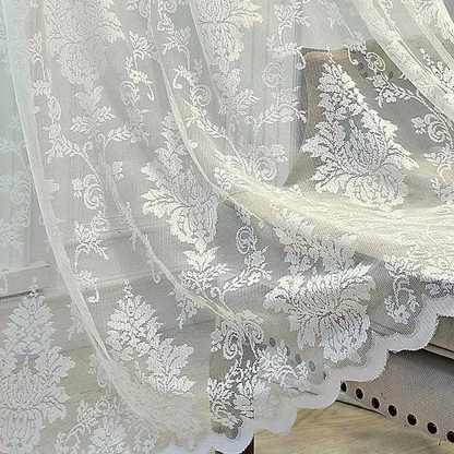 Beautiful Sheer Lace Window Curtains with Flower Pattern