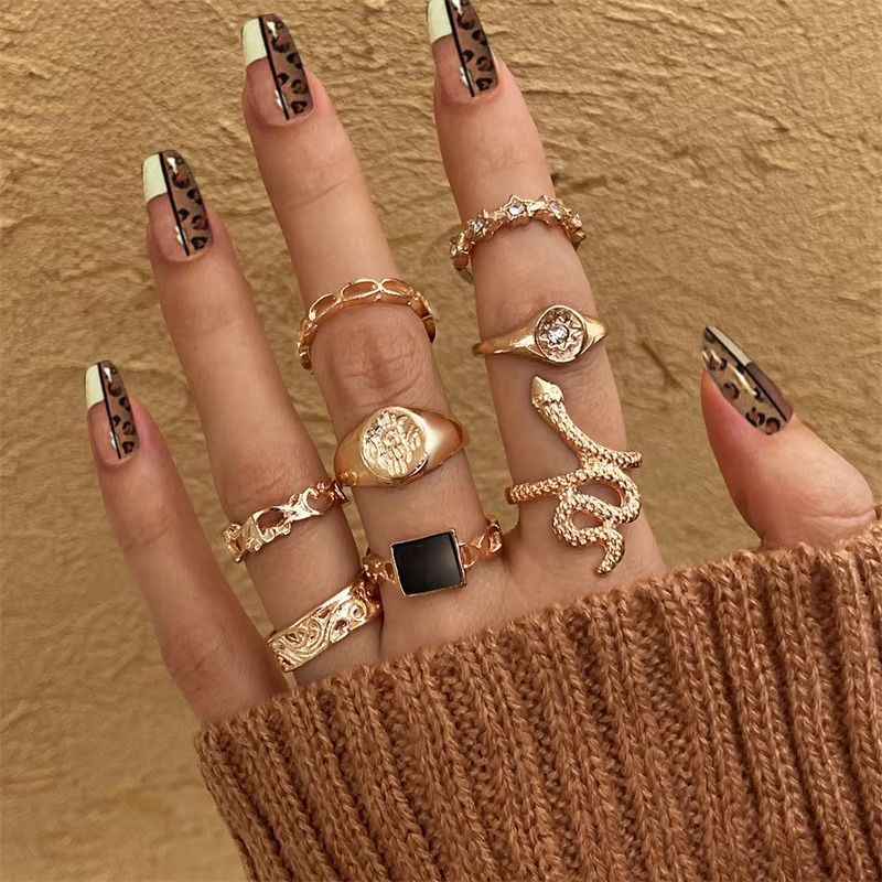 Edgy Dark Heart and Dice Stainless Steel Ring Set - Hehif