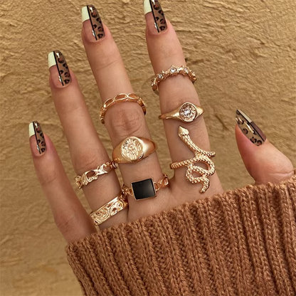 Edgy Dark Heart and Dice Stainless Steel Ring Set - Hehif