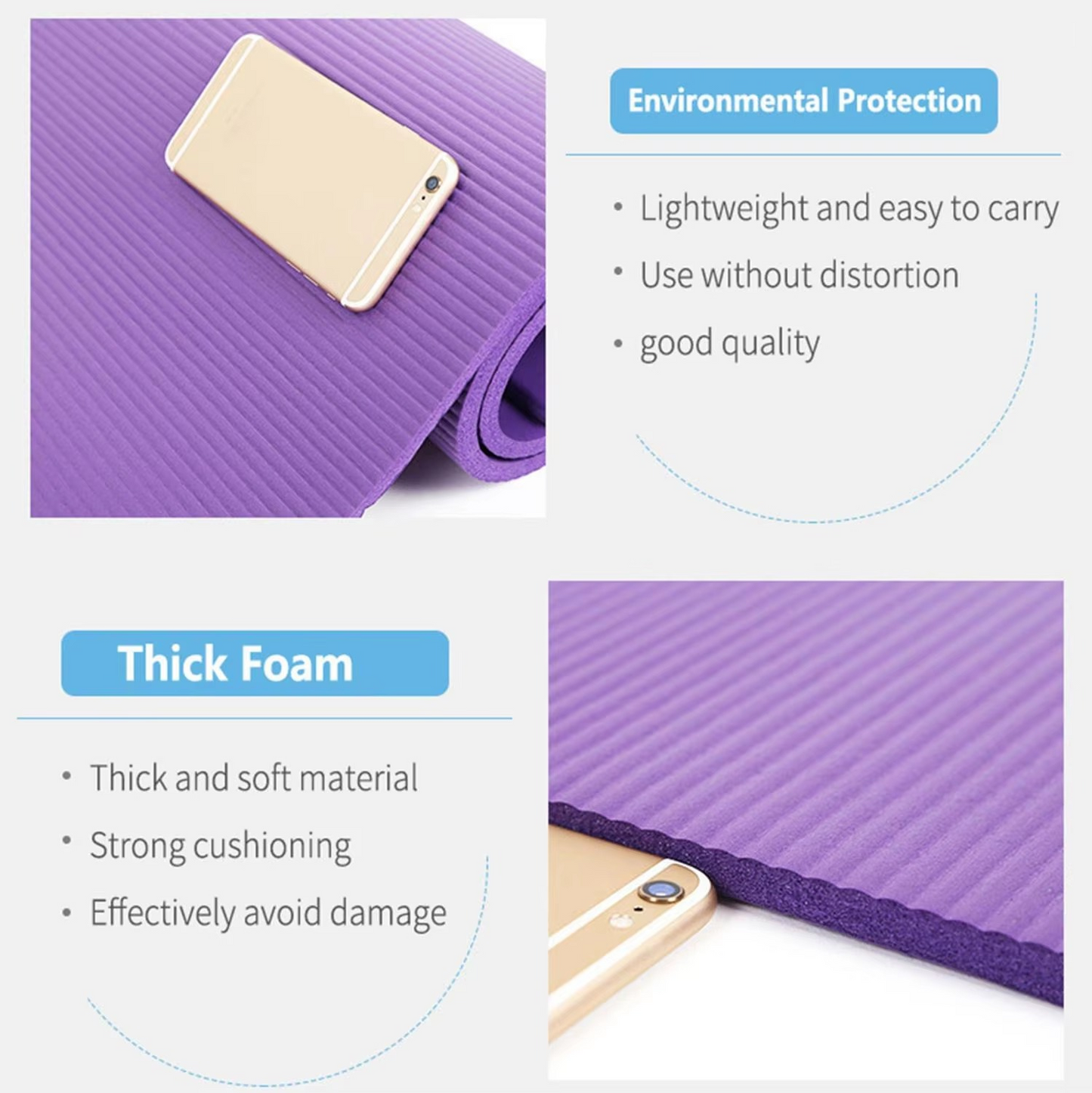 Premium Non Slip Yoga Mat with Cushion for Fitness Exercise