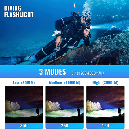 Bright Waterproof Diving Light 3000lm LED Torch