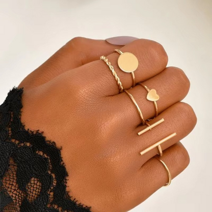 Edgy Dark Heart and Dice Stainless Steel Ring Set