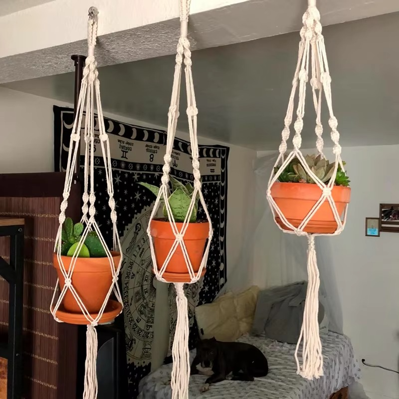 Bohemian Rope Plant Hanger for Indoor Outdoor Decor - Hehif