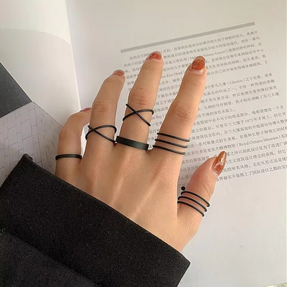 Edgy Dark Heart and Dice Stainless Steel Ring Set