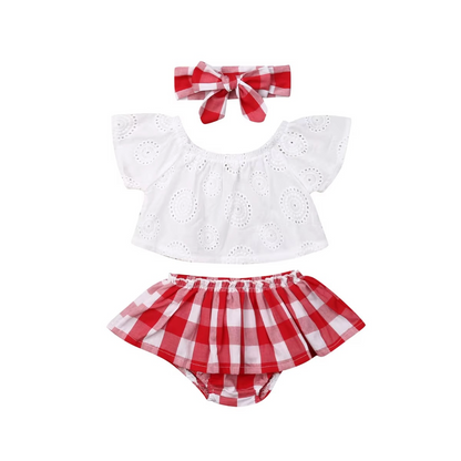 Cute Baby Girls Floral Romper Set with Headband - Hehif