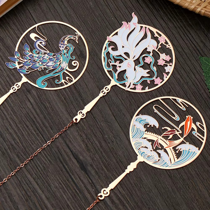 Decorative Tassel Bookmark with Elegant Fan Pattern - Hehif