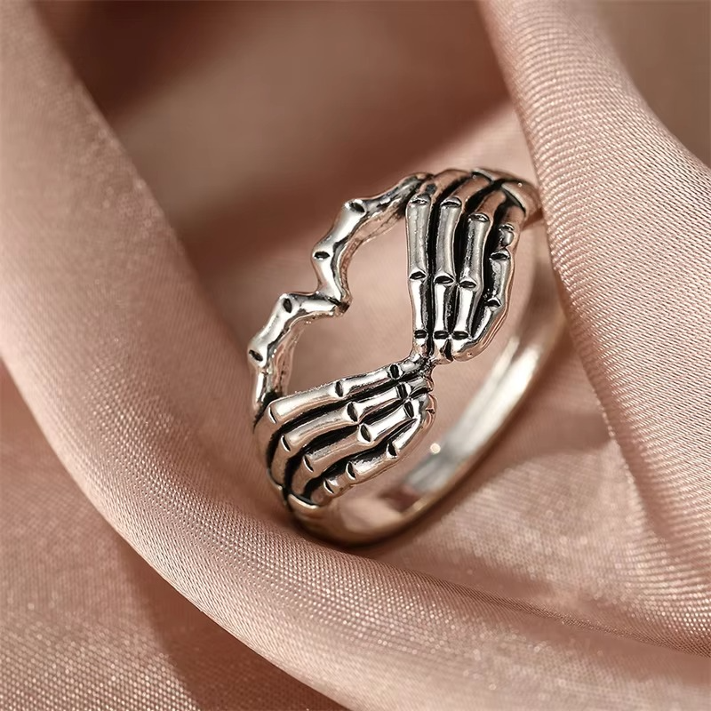 Edgy Dark Heart and Dice Stainless Steel Ring Set