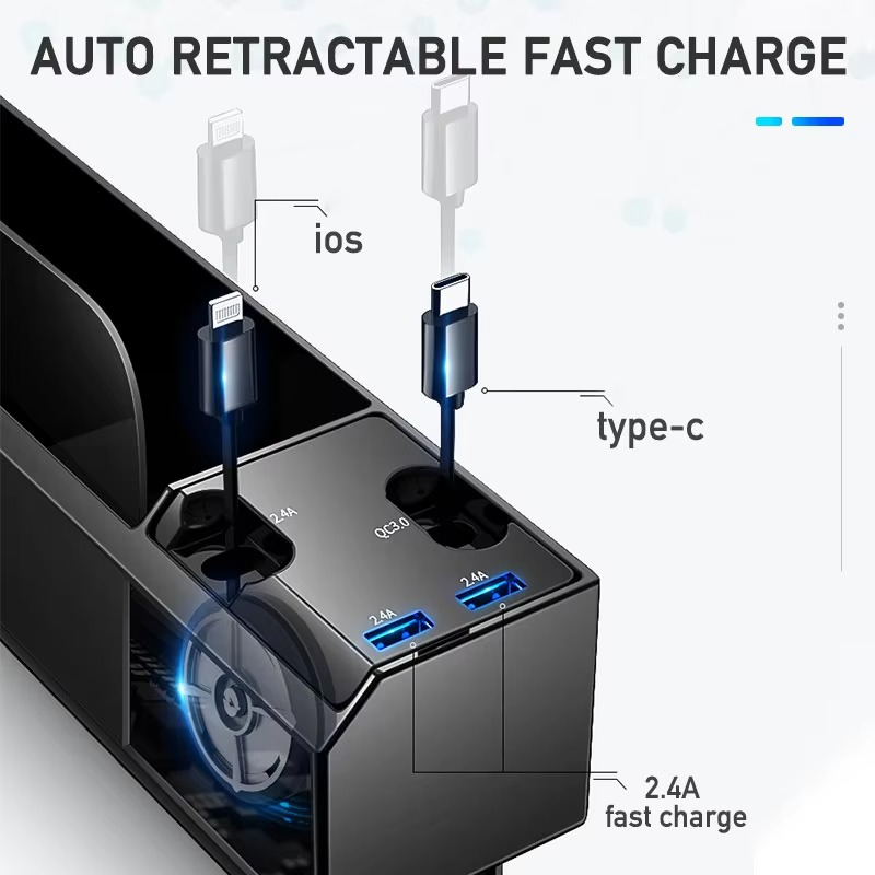 Car Organizer Storage Box with USB Charger