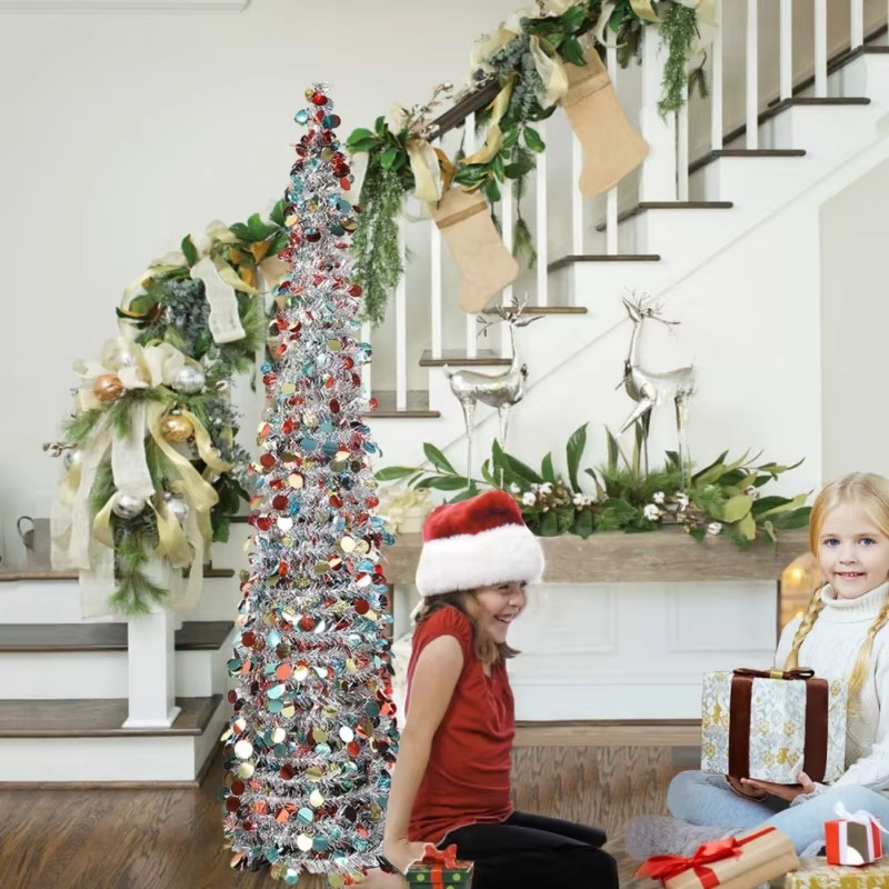 Easy Setup Sparkling 5ft Christmas Tree Decorative Artificial Tree - Hehif