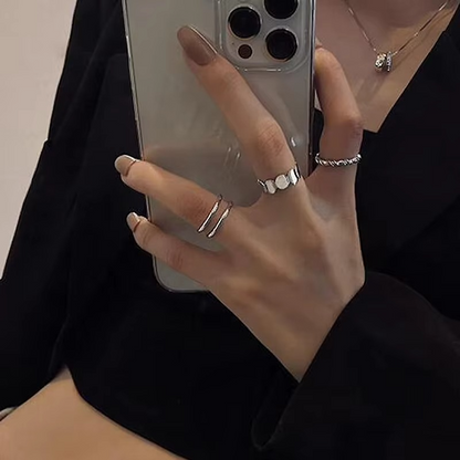Edgy Dark Heart and Dice Stainless Steel Ring Set