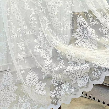 Beautiful Sheer Lace Window Curtains with Flower Pattern