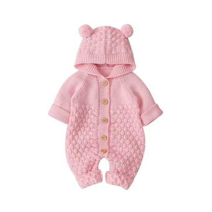 Soft Baby Jumpsuit with Cute Teddy Ears