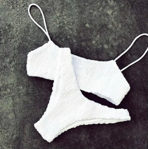 Women's Plunge Padded Ruffled Swimsuit Bikini Set