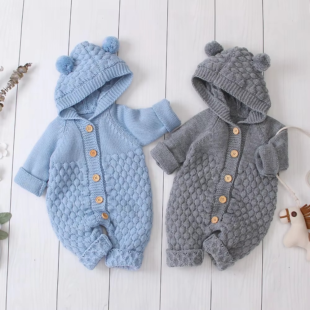 Soft Baby Jumpsuit with Cute Teddy Ears