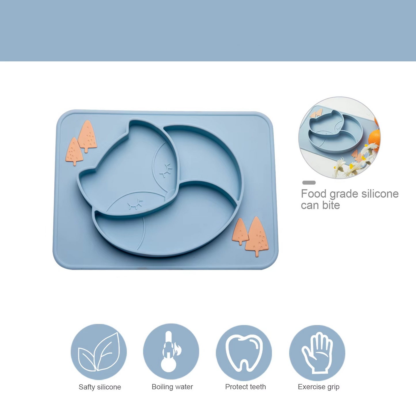 Soft Baby Food Plate with Cute Fox Character
