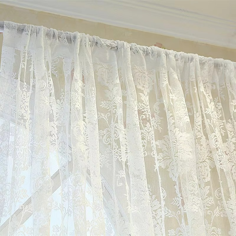 Beautiful Sheer Lace Window Curtains with Flower Pattern