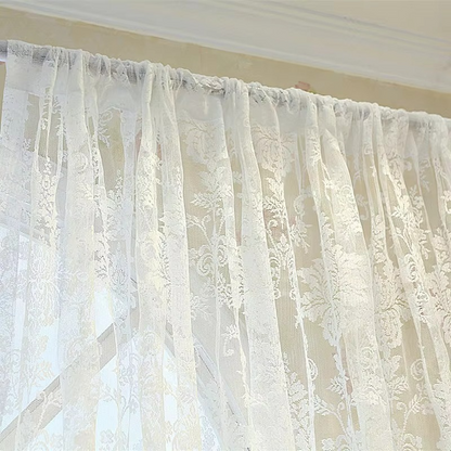 Beautiful Sheer Lace Window Curtains with Flower Pattern