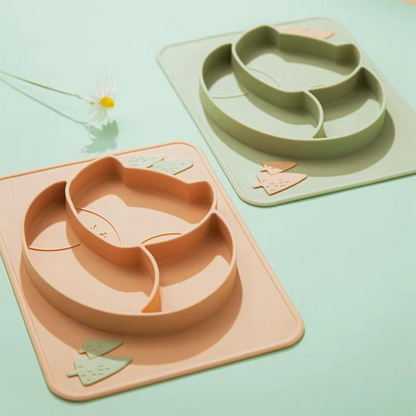 Soft Baby Food Plate with Cute Fox Character - Hehif